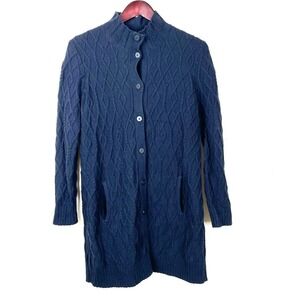 J. Jill Womens Cardigan Sz S Cotton Wool Cottage Oversized Cable Knit Academia